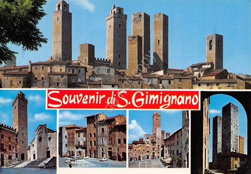 Cartolina San Gimignano vedute varie (Siena)