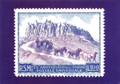 Cartolina San Marino 75 Anniversario Unione postale 1987