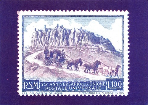 Cartolina San Marino 75 Anniversario Unione postale 1987