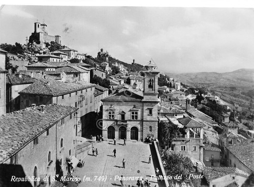 Cartolina San Marino panorama paese Palazzo delle Poste anni '60