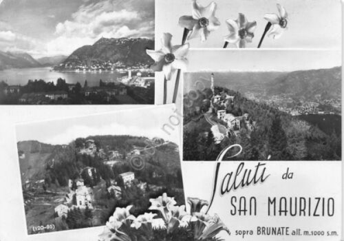 Cartolina San Maurizio sopra Brunate vedute varie 1950 timbro