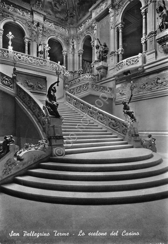 Cartolina San Pellegrino Terme Casinò Scalone 1957 (Bergamo)