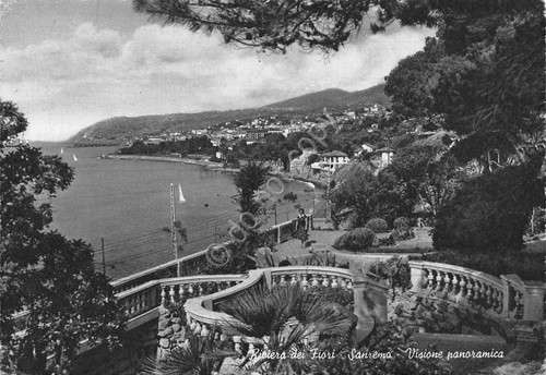 Cartolina San Remo Panorama da terrazze anni '50 (Imperia)