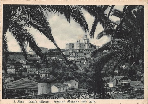Cartolina San Remo Panorama Santuario Madonna della Costa 1940