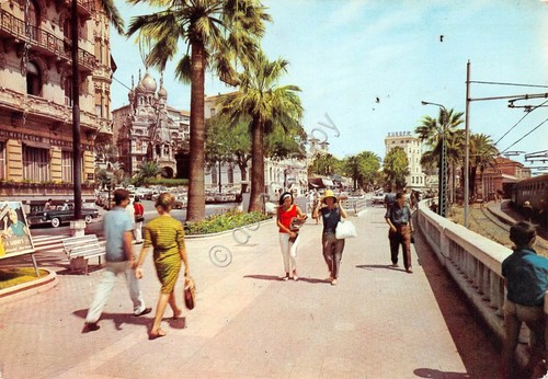 Cartolina San Remo Passeggiata Corso Imperatrice Chiesa Russa animata 1966