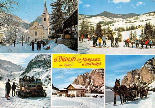 Cartolina San Vigilio di Marebbe e dintorni 5 vedute animata …