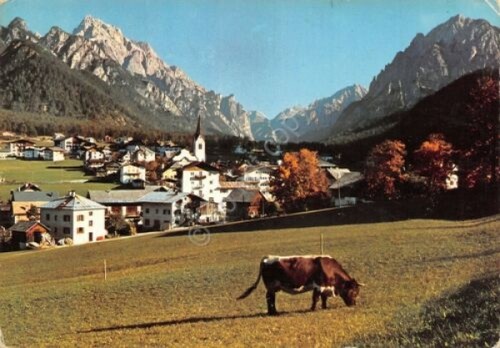 Cartolina San Vigilio di Marebbe Monte Stella panorama con mucca …
