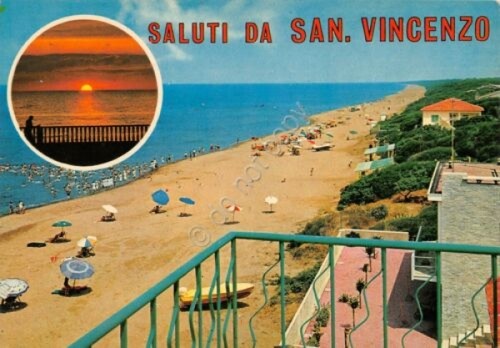 Cartolina San Vincenzo Vedute spiaggia tramonto (Livorno)