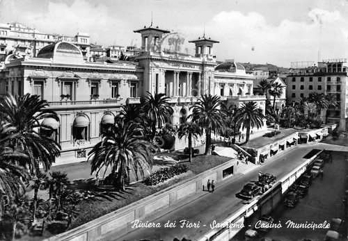 Cartolina Sanremo Casin? Municipale auto d'epoca (Imperia)