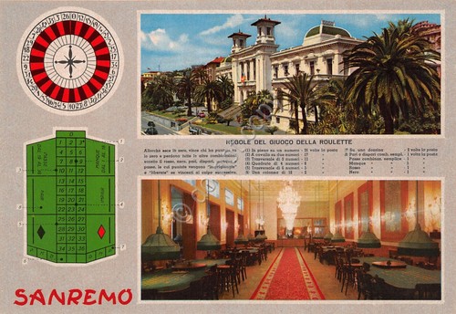 Cartolina Sanremo Casinò Regole della roulette anni '90