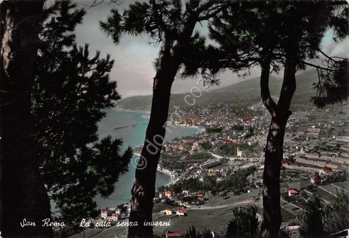 Cartolina Sanremo Panorama dall'alto colorata 1956