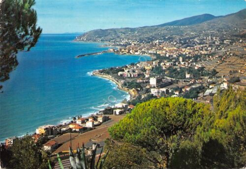 Cartolina Sanremo panorama della costa dall'alto 1962