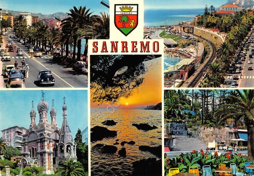 Cartolina Sanremo vedute varie con stemma città 1972