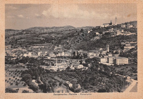 Cartolina Sanseverino Marche panorama 1951 ingiallita