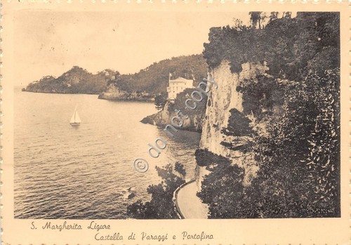 Cartolina Santa Margherita Ligure panorama Castello Paraggi Portofino 1950