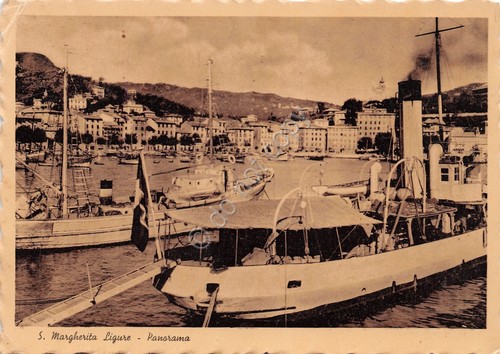 Cartolina Santa Margherita Ligure porto e panorama 1942