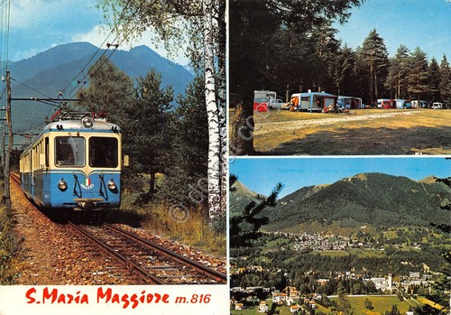 Cartolina Santa Maria Maggiore 3 vedute treno capeggio panorama 1979