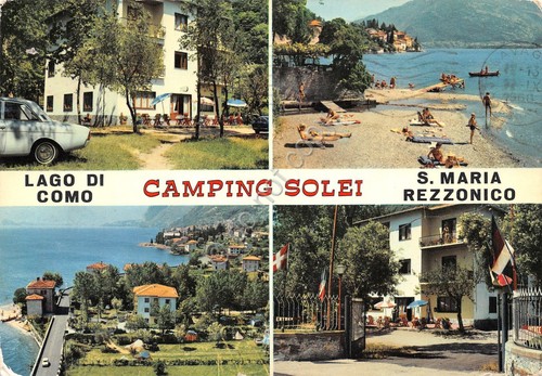 Cartolina Santa Maria Rezzonico Camping Solei vedute 1968