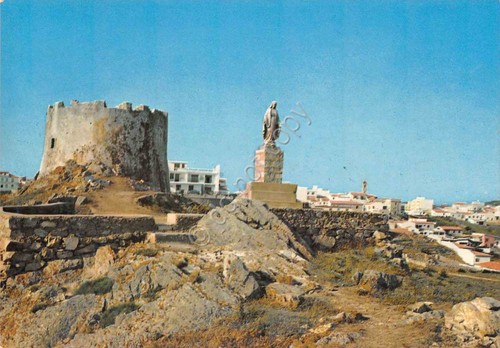 Cartolina Santa Teresa di Gallura panorama con statua e torre