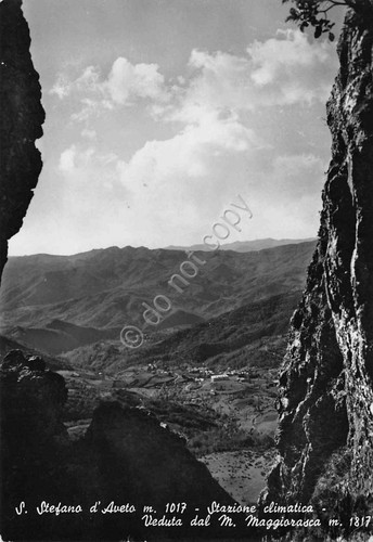 Cartolina Santo Stefano d'Aveto panorama da Monte Maggiorasca 1954
