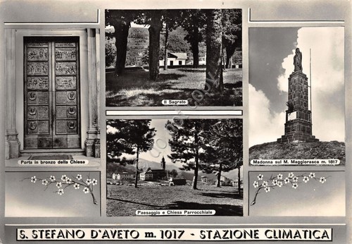 Cartolina Santo Stefano d'Aveto vedute e particolari della chiesa anni …