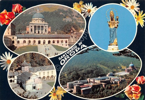 Cartolina Santuari di Oropa vedute varie (Biella)