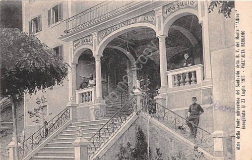 Cartolina Santuario Beata Vergine del Monte Altino Bergamo animata 1912