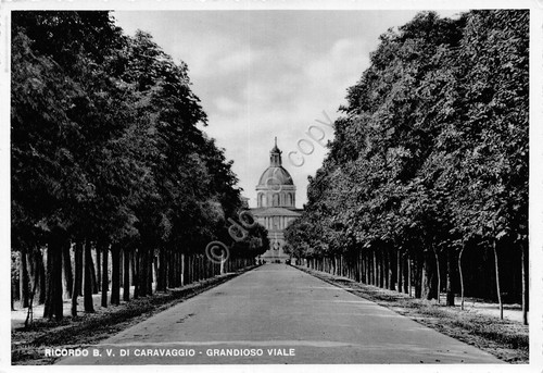 Cartolina Santuario Caravaggio viale (Bergamo)