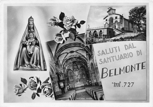 Cartolina Santuario di Belmonte vedute e Madonna