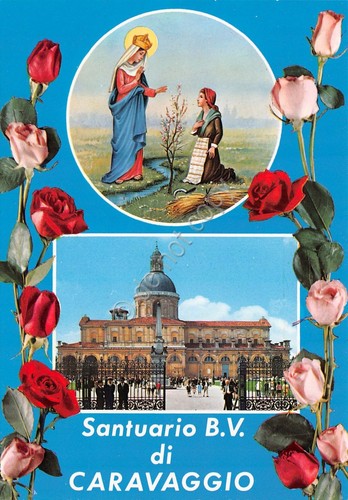 Cartolina Santuario di Caravaggio 2 vedute (Bergamo)