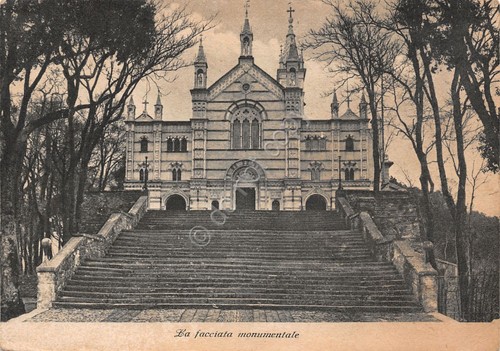 Cartolina Santuario di Montallegro Rapallo Facciata Timbro Santuario
