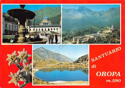 Cartolina Santuario di Oropa vedute varie lago panorama