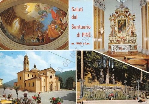 Cartolina Santuario di Pinè vedute varie 1975 timbro Santuario (Trento)