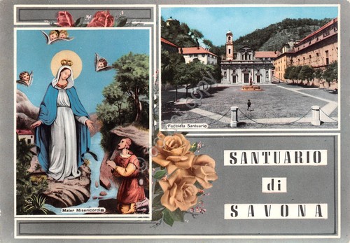 Cartolina Santuario di Savona vedute varie 1965 Mater Misericordiae Facciata