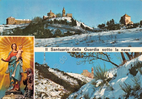 Cartolina Santuario N. Signora della Guardia vedute varie con neve …