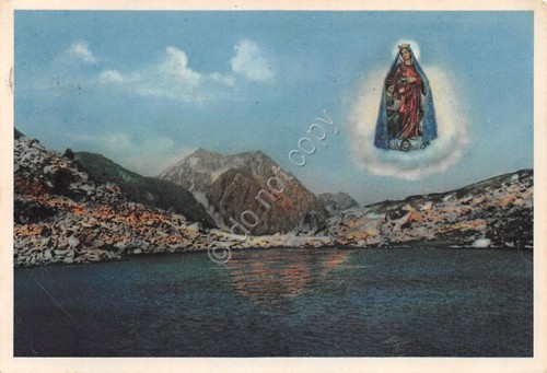 Cartolina Santuario S. Anna di Vinadio panorama con Madonna 1965