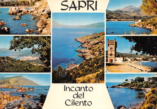 Cartolina Sapri vedute varie anni '80