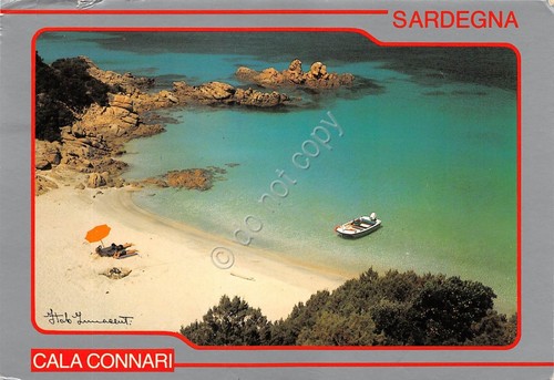 Cartolina Sardegna La Maddalena Cala Conneri spiaggia animata