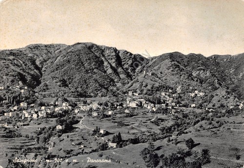 Cartolina Savignone Panorama 1960 Timbro targhetta stradale