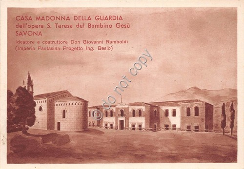 Cartolina Savona Casa Madonna della Guardia Progetto Besio