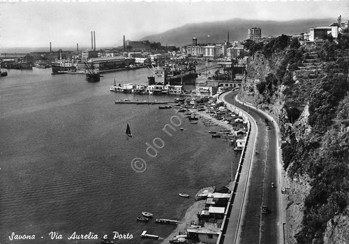 Cartolina Savona Via Aurelia e Porto