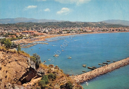 Cartolina Scauri panorama costa porticciolo case edifici anni '80