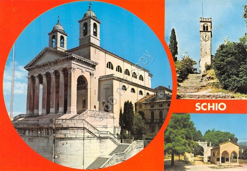 Cartolina Schio vedute varie Duomo Castello S. Maria Valle anni …
