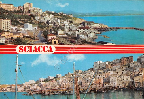 Cartolina Sciacca Vedute Timbro quadrato Italia '85 (Agrigento)