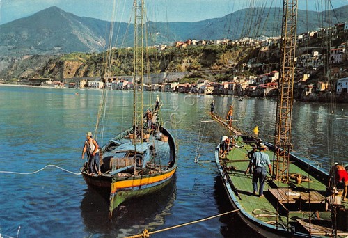 Cartolina Scilla Costa Viola ritorno dalla pesca del pesce spada …