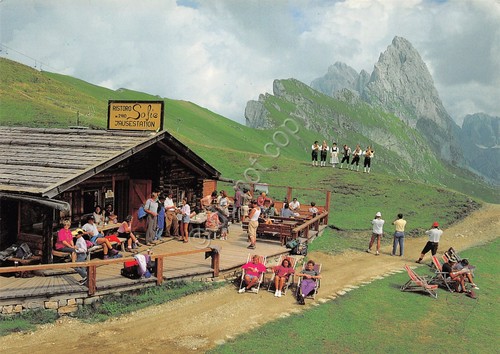 Cartolina Seceda St. Ulrich Bolzano Punto di Ristoro Sofie animata