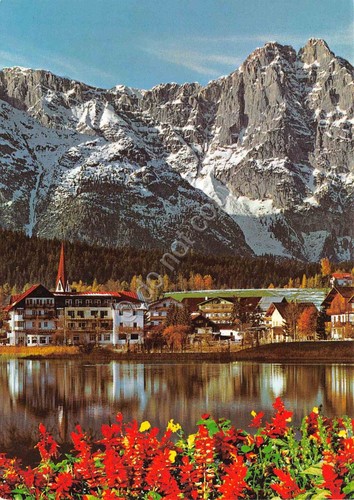 Cartolina Seefeld Tirolo mit Wettersteingebirge anni '80
