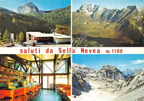 Cartolina Sella Nevea vedute varie timbro Ristorante Funivia Canin 1975