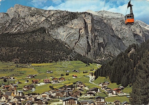 Cartolina Selva Val Gardena Funivia Ciampinoi e paese 1975