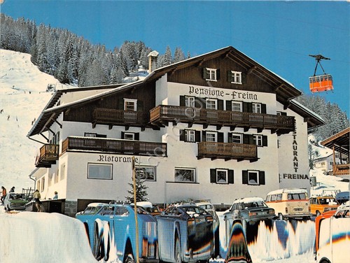 Cartolina Selva Val Gardena Pensione Freina Funivia